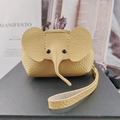 Yellow elephant leather coin purse with litchi grain texture and zipper closure - Lemon Yellow