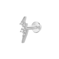 Silver piercing jewelry with a lightning bolt pendant set with cubic zirconia stones - Silver Lightning (K-930)