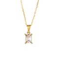 Collier minimaliste en acier inoxydable doré avec un pendentif en zircon rectangulaire - Blanc