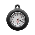 Minimalist black medical silicone quartz nurse watch with white dial and red logo - Black