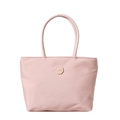 Minimalistische hellrosa Nylon-Tragetasche mit rundem m-Logo und verstärkten Griffen - Rosa