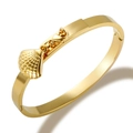 Bracciale rigido placcato oro 18 carati con ciondolo a conchiglia stile marino - Bracciale a Conchiglia / Oro