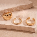Dreiteiliges goldenes Ring-Set mit poliertem Kuppelring und schlichten offenen Bändern - Glänzendes Gold (5er-Set)