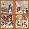 Adesivi natalizi elettrostatici con pupazzo di neve e fiocchi su telaio in legno - Set da 8 Pezzi Combinazione BQ(392-399)