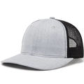 Grey and black trucker hat with breathable mesh back and curved brim for summer - Light Grey + Black