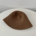 Japanese casual knitted bucket hat for women in brown color with thick wool texture - One Size / Khaki