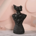 Artistic black mannequin jewelry stand for earrings with elegant lace texture detail - Small (20x10x8cm) / Black