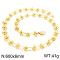 Gouden roestvrijstalen ketting met geometrisch knoopontwerp en karabijnsluiting 600mm - 60CM / Gouden Ketting (KN228597-Z) / Goud