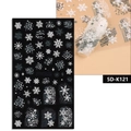 Detail of 5D-K121 embossed white snowflake nail art stickers with 3D texture for winter - White Snowflakes 5D-K121