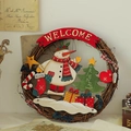 Ghirlanda natalizia in legno con pupazzo di neve e anello in rattan per decorazioni - Ghirlanda Di Pupazzo Di Neve Di Natale - Grande
