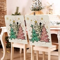 Pink and green Christmas tree chair covers with golden snowflakes in a cozy room - Three Christmas Trees (YT02-4)