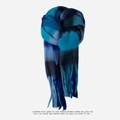 Écharpe à carreaux bleus doux avec franges, tons bleus dégradés et texture tissée - 39cmx230cm / Bleu Saphir