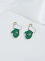 Detail of green enamel Christmas glove pendants with gold snowflake for DIY jewelry making - Green Snowflake Glove (Style 24)