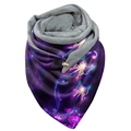 Purple scarf with butterfly print and warm gray fleece lining secured by metal buckle - 57-Purple Butterfly