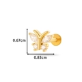 Gold butterfly lip stud with cubic zirconia and internal threading 0.67x0.83cm size - Exquisite Butterfly (0169-4#) / Gold