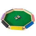 Octagonal 8-player wooden Shut the Box game with colorful numbered tiles and green felt - 8-Sided 7-Color Octagon Shut The Box (White Box)