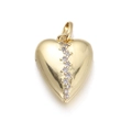 Pendente cuore dorato con diamanti verticali per creazioni di gioielli eleganti - Medaglione a Cuore con Intarsio Verticale