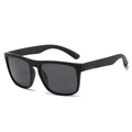 Polarized sunglasses for men featuring matte black square frame and UV400 protection lens - Matte Black Frame Grey Lens Green Accessory