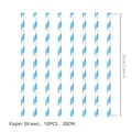 Blue and white striped paper straws for summer lemon party supplies, 10-piece pack - Paper Straws 10PCS