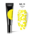 Gel de stamping pour ongles jaune 8ml avec exemple de motifs floraux sur l'ongle - Jaune