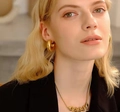 Set minimalista di orecchini a cerchio spessi placcati oro 18K e collana a catena - E132 Cerchio Chunky / Argento