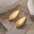 Orecchini a goccia in oro lucido con un design geometrico minimalista per le donne - Stile a Goccia Liscia e Lucida / Oro