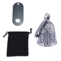 Set campanello da moto vintage con ciondolo a croce alata e sacchetto di velluto nero - Set Rétro Croce e Ali