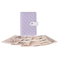 Detailweergave van de paarse gewatteerde sieradenorganizer met transparante PVC-ritszakjes - Standaardtype / Paars