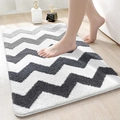 Tappetino da bagno assorbente con motivo chevron grigio e bianco, soffice e antiscivolo - 40*60cm / Onda di Luce-Grigio