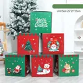 Set of 6 Christmas gift boxes with festive cartoons, 25x25x25cm decorative holiday cubes - LH-7 (6 Pack)