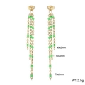 Gold stainless steel long tassel earrings featuring vintage green resin beads accents - Gold-Fluorescent Green