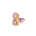 Makroaufnahme des Goldrings mit rosa Tropfensteinen und Mikro-Pavé-Kristallen - Gold/Rosa Zirkonia