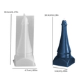 White silicone mold for pillar candles with a deep blue wax finished product beside it - No. 3 Geometric Architectural Tower