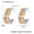 Orecchini a cerchio ritorti a tre strati in acciaio inossidabile oro e argento - Cerchi a U a Tre File Bicolore (F754-Misto) / oro bicolore