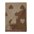 Bufanda de invierno gruesa reversible con diseño de pata de gallo y corazones - Marrón Beige