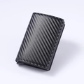 Slim RFID carbon fiber card wallet with automatic pop-up mechanism and metallic frame - Carbon Fiber Black