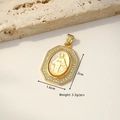 Gold plated Virgin Mary shell pendant with zircon border 2cm x 1.6cm 3.3g piece - Octagonal Oval Sun Goddess (Yellow Carved Shell)