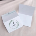 Piccola cartolina di ringraziamento floreale con scritta 'I Love YOU' e foglie verdi - Ghirlanda di Foglie Verdi (I Love YOU!)