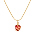 Collar de corazón Castillo de Diamantes con cristal rojo y cadena dorada - Burdeos