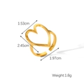 Detail view of 18K gold hollow heart ring with 1.8g weight and size specifications - Hollow Heart Style (HC-R30193)