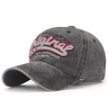 Berretto da baseball grigio antracite lavato vintage con toppa ricamata e top morbido - Nero