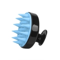 Black and blue silicone scalp massage brush with ergonomic handle for hair washing - Black and Blue