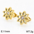 Golden daisy flower stud earrings with central crystal, size 11mm and weight 2g - Earrings / Gold