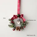 30cm Christmas wreath featuring pine cones, red berries, and a wooden Santa Claus head - 15CM Bell Wreath B (Ringing)
