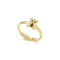 Adjustable golden ring featuring a cute 3D panda motif with black zircon stones - Gold (JZ00229 Gold)