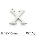 Silver stainless steel letter X charm pendant 17x15mm for necklaces or bracelets - Letter X (KLJ1431-Z) / Steel