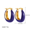 Detail van paarse en gouden 18K emaille U-vormige oorbellen met maataanduidingen erop - Paars