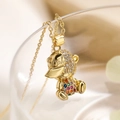 Macro view of gold-plated bear pendant with colorful zircon crystals and Cool engraving - Multi-color Bear Style(23650)