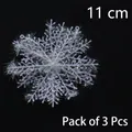 3er-Pack silberne Glitzer-Schneeflocken aus Kunststoff für Weihnachtsdeko, Größe 11 cm - 11cm (3 Stück/Packung)