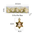 Stelle di Natale dorate con motivo ad albero bianco, set da 5 pezzi in scatola trasparente - Stella Esagonale Dipinta Galvanizzata / Oro